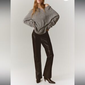 H&M Brown Faux Leather Trousers